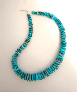 VINTAGE - MOON RIVER TURQUOISE 8-19MM RONDELLE BEADS - 16" - 4002E - Picture 1 of 4