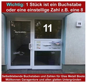 Hausnummer Aufkleber Sticker selbstklebend von 3 bis zu 30 cm Zahl Buchstabe - Bild 1 von 4