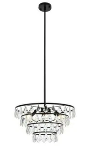 Black French Pendant Light Fixture Crystal Kitchen Bathroom Chandelier Lighting - Picture 1 of 9