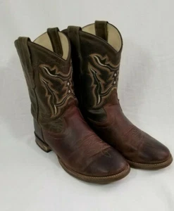 OLD WEST Boys Round Toe Leather Boot Size 5.5 D BRY2001 - Picture 1 of 10