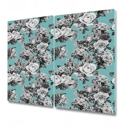 Tablero de pan de vidrio templado protector de encimera rosas blancas y negras 2x30x52 Foto 1 de 4