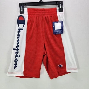 Champion Basketball Shorts Kid Boys Small Red Mesh Athletic Shorts Logo Spelled - Picture 1 of 10