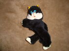 Black & White Cat Kitten Hugging clip on Plush 4" tall