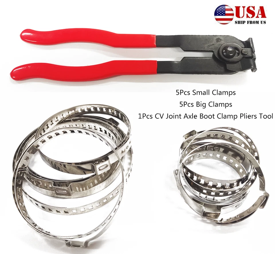 For Auto/ATV CV Joint Axle Boot Clamp Pliers Tool with 10 Crimp Bands Replace US - Image 1 of 4