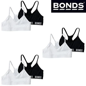 6x Bonds Sports Seamless Racer Back Crop Top Girls Black White Bras UXNK2A Bulk - Picture 1 of 7