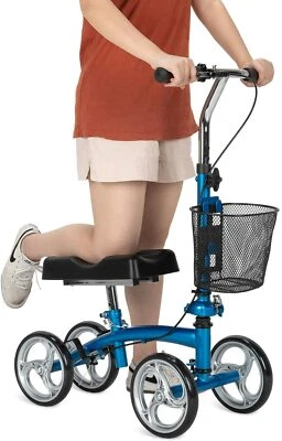 2026 OasisSpace Small Size Foldable Knee Scooter Walker for Foot Injuries BLUE - Image 1 of 4