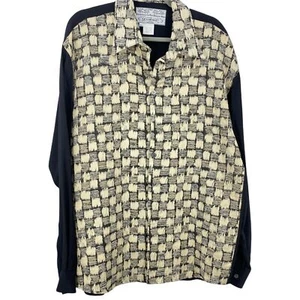 Vtg Le Garage Bellows Brut Mens Black Tan Long Sleeve Button Up Shirt Size XL - Picture 1 of 9