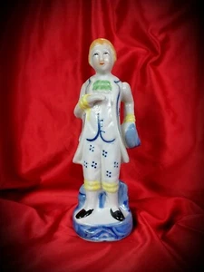 Statuina porcellana bianca gentiluomo statua ceramica 1700 aristocratico vintage anni 40 50 - Foto 1 di 5