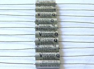 SPRAGUE VITAMIN "Q" 196P • 0.01uF/300V • GUITAR TONE PIO CAPACITOR • 10EA • NOS - Foto 1 di 3