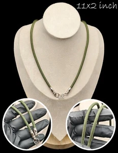 Collana Amuleto Acciaio Inox Splendida 1 Gancio Uomo Donna Corda Verde CK295 - Foto 1 di 8