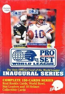 1990 PRO SET WORLD LEAGUE FOOTBALL SCATOLA SIGILLATA CONTIENE 4 SET COMPLETI - Foto 1 di 1