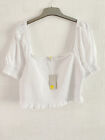 Boden   White  Square Neck Jersey Smocked  Top Size 20  New. Cropped  T1118