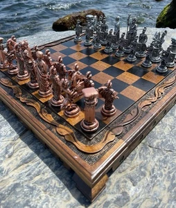 Antikes Römisches Reich Schachspiel - 100% Handarbeit Vintage Nussbaum Brett, Geschenk 🎁 - Bild 1 von 9