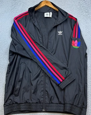 Chaqueta deportiva Adidas para hombre M negra cremallera completa 3 colores rayas bordadas ropa deportiva Foto 1 de 4