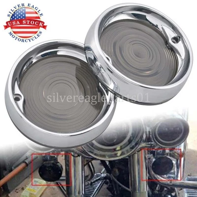 Pair Turn Signal Light Lens Cover Bezels Visor Rings For Harley Touring Softail - Изображение 1 из 4