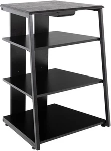 Audio Rack HiFi Regal 4 Ebenen Esche Schwarz Stahl Verstärker Plattenspieler - Bild 1 von 7