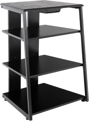 Audio Rack HiFi Regal 4 Ebenen Esche Schwarz Stahl Verstärker Plattenspieler - Bild 1 von 4