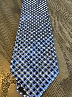 Галстук Metropolitan от Lord & Taylor Kenna синий клетчатый 100% шелк тканый 4 дюйма x 56 дюймов - Изображение 1 из 4