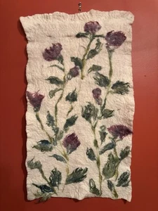 Handmade Mongolian Sheep Wool Hanging Tapestry Circa 2012. Unique Fiber Artisan - Picture 1 of 4
