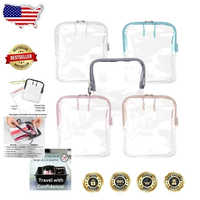 Elegante bolsa de aseo transparente, cuarto de galón aprobado por la TSA, organizador de viaje versátil Foto 1 de 4