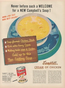1948 Campbell's Cream of Chicken Soup Never Before Such a Welcome Print Ad - Bild 1 von 1