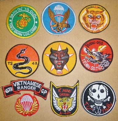 Hilo de Oro - Rangers - Aerotransportado - Lote x 10 Parche ARVN - Dragones - Guerra de Vietnam Foto 1 de 4