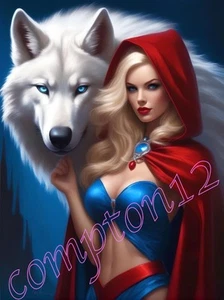 Riding Hood Tames the Wolf 13” x 19” Fine Art Print -only 6 signed prints made - Picture 1 of 5