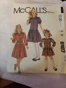8187 McCalls SEWING Pattern 1980s Little Girls Buttoned Pullover Dress UNCUT OOP - Picture 1 of 11