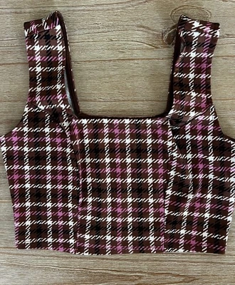 Madden NYC Womens Plaid Crop Top Medium - Image 1 of 4