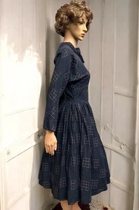Vintage 50s Swing Dress Size 26w By Peck Peck New York Fifth Ave Art Deco Pinup - Picture 1 of 7