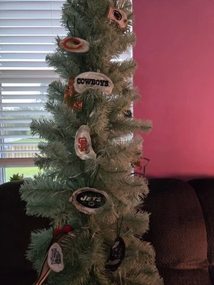 Football Themed Oyster Shell Ornaments - Handmade - Image 1 of 3