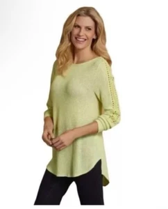 NWT Soft Surroundings Womens Petite XS Bailey Pear Knit Casual Tunic Thermal Top - Picture 1 of 7