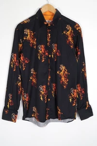 Claudio Lugli Couture Racing Tyre Wheel Fire Smoke All Over Print Shirt Size XL - Picture 1 of 12