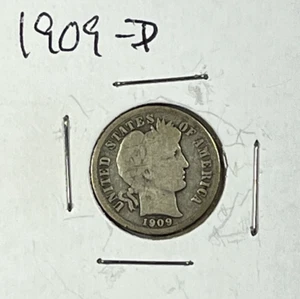 1909-D Barber Dime : Good + - Picture 1 of 2