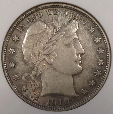 1910-S Barber Half Dollar 50c ANACS Certified AU50 Old Small Holder - Image 1 of 4