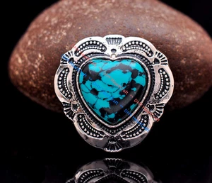 10X Silver Beauty Flower Heart Turquoise Conchos For Belt Leathercraft Handbag - Picture 1 of 10