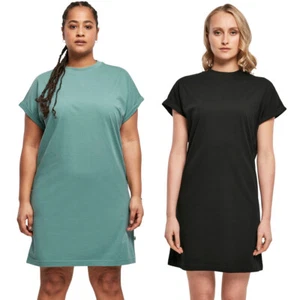 Urban Classics Ladies Organic Cotton Cut On Sleeve Tee Dress Shirt Dress - Picture 1 of 23