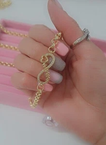 9 Karat Gold Vergoldetes Knöchelarmband, Cz Unendlichkeit Charm Belcher Fußkettchen 9 Zoll Länge, 5 mm - Bild 1 von 7