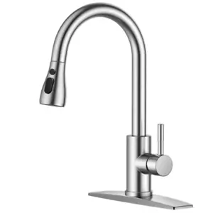 FORIOUS Rubinetti Cucina, Rubinetto Cucina Nichel Spazzolato con Spruzzatore Estraibile - Foto 1 di 10