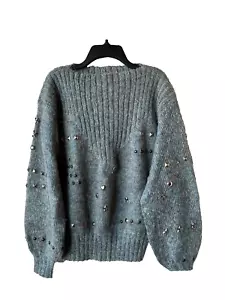 Maglione Krizia Maglia donna vintage misto lana mohair 40 EU piccolo abbellimento USA - Foto 1 di 8