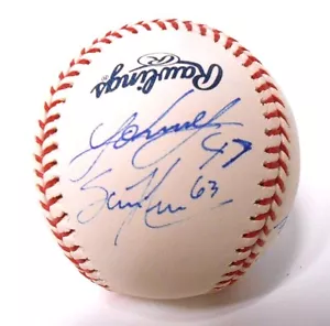 Johnny Cueto Logan Ondrusek 2010 Cincinnati Reds Baseball Ball Signed Autograph - Picture 1 of 6