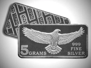 5- Grams .999 Fine Silver Bar USA Eagle Monarch Uncirculated in 2X2 Holder - Bild 1 von 4