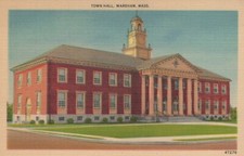 Town Hall Wareham Massachusetts Building Vintage Linen Post Card