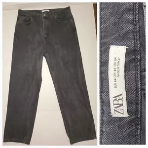 Zara Baggy Fit Jeans Men’s SZ 34 Straight Leg Button Fly Charcoal Gray - Picture 1 of 9