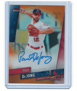 2019 Finest Autographs Orange Wave Refractors #FAPD Paul DeJong Auto /25 - NM-MT
