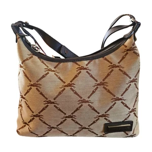 VINTAGE Longchamp SHOULDER BAG "Monogram Horse Logo" CANVAS/LEATHER Y2K Style - Picture 1 of 10