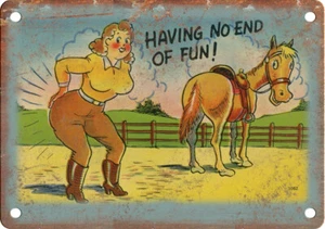 1940er Leinen Comic Postkarte Curt Teich MWM 12" x 9" Reproduktion Blechschild ZJ04 - Bild 1 von 1