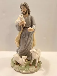 Jesus with Lambs (11" Tall Porcelain Statue/Sculpture/Figurine) - Picture 1 of 6