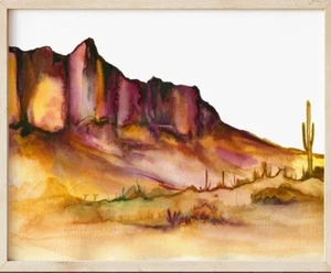 Desert Watercolor Painting Print - Picture 1 of 5