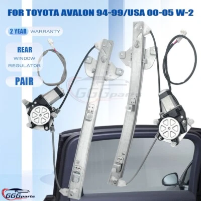 Rear Pair LH+RH Window Regulator w/2 Pin Motor for Toyota Avalon MCX10 2000-2005 - image 1 of 4